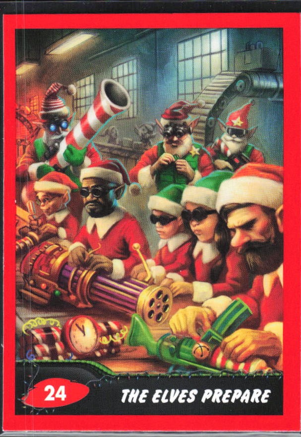 2026 Topps Mars Attacks Christmas The Elves Prepare Base story Red #24 – framsida