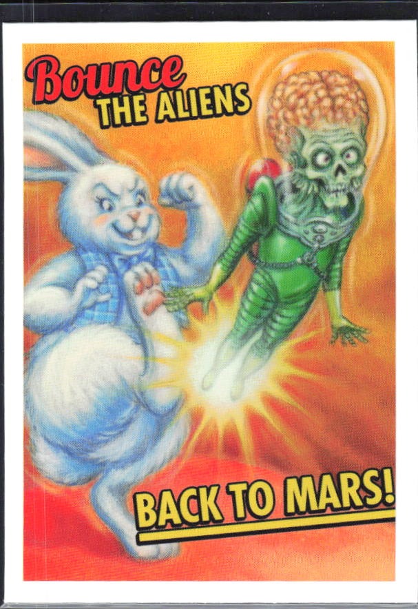 2026 Topps Mars Attacks Christmas Easter Bunny / Bounce the Aliens Back to Mars! Cryptids Alliance #CA-6 – framsida