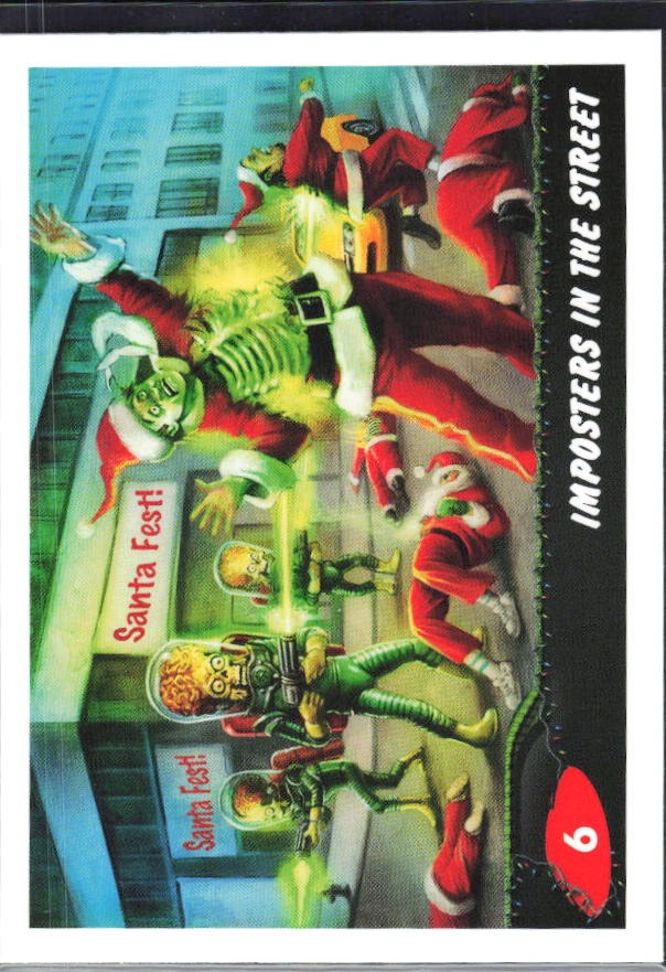 2026 Topps Mars Attacks Christmas Imposters in the Street Base story #6 – framsida