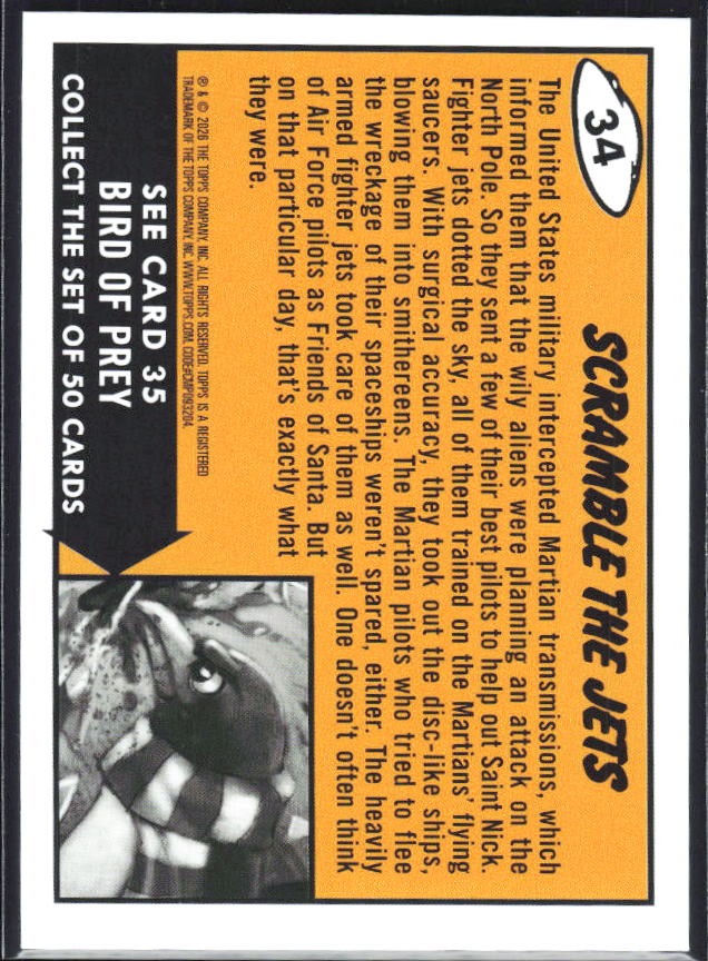 2026 Topps Mars Attacks Christmas Scramble the Jets Base story #34 – baksida