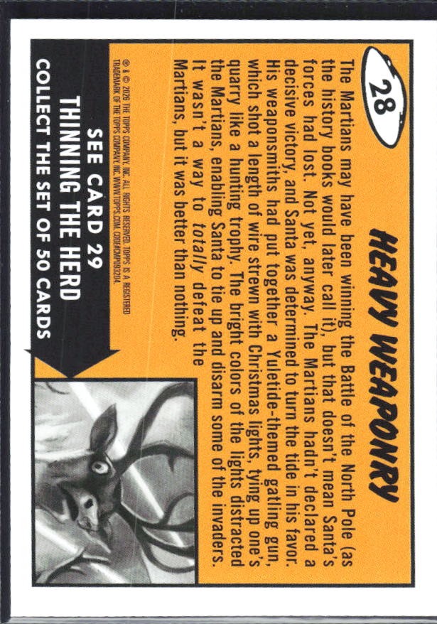 2026 Topps Mars Attacks Christmas Heavy Weaponry Base story #28 – baksida