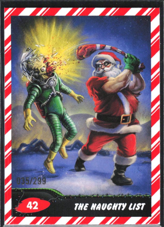 2026 Topps Mars Attacks Christmas The Naughty List Base story Candy Cane 035/299 #42 – framsida