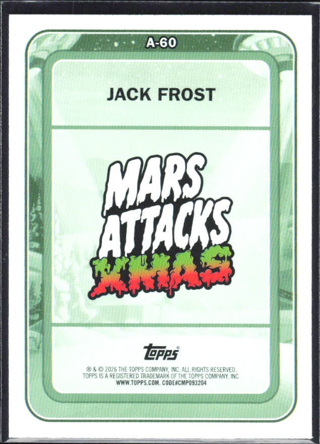 2026 Topps Mars Attacks Christmas Jack Frost Characters A #A-60 – baksida