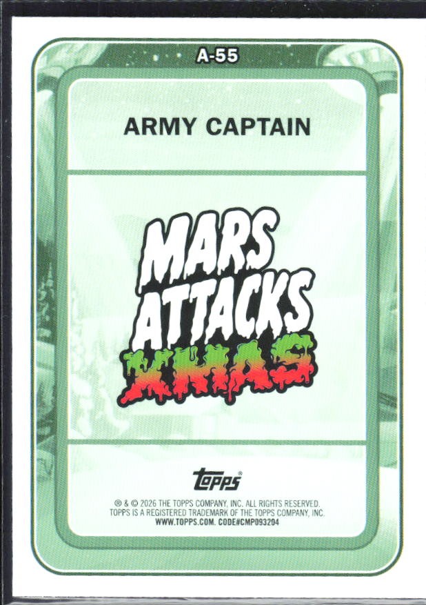 2026 Topps Mars Attacks Christmas Army Captain Characters A #A-55 – baksida