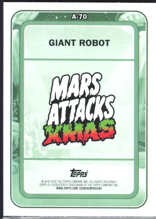 2026 Topps Mars Attacks Christmas Giant Robot Characters A #A-70 – baksida