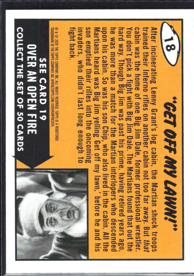 2026 Topps Mars Attacks Christmas Get Off My Lawn! Base story #18 – baksida