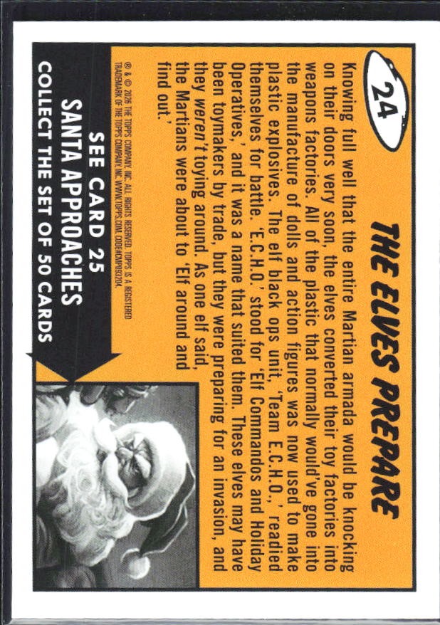2026 Topps Mars Attacks Christmas The Elves Prepare Base story #24 – baksida