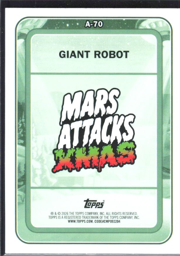 2026 Topps Mars Attacks Christmas Giant Robot Characters A Red #A-70 – baksida