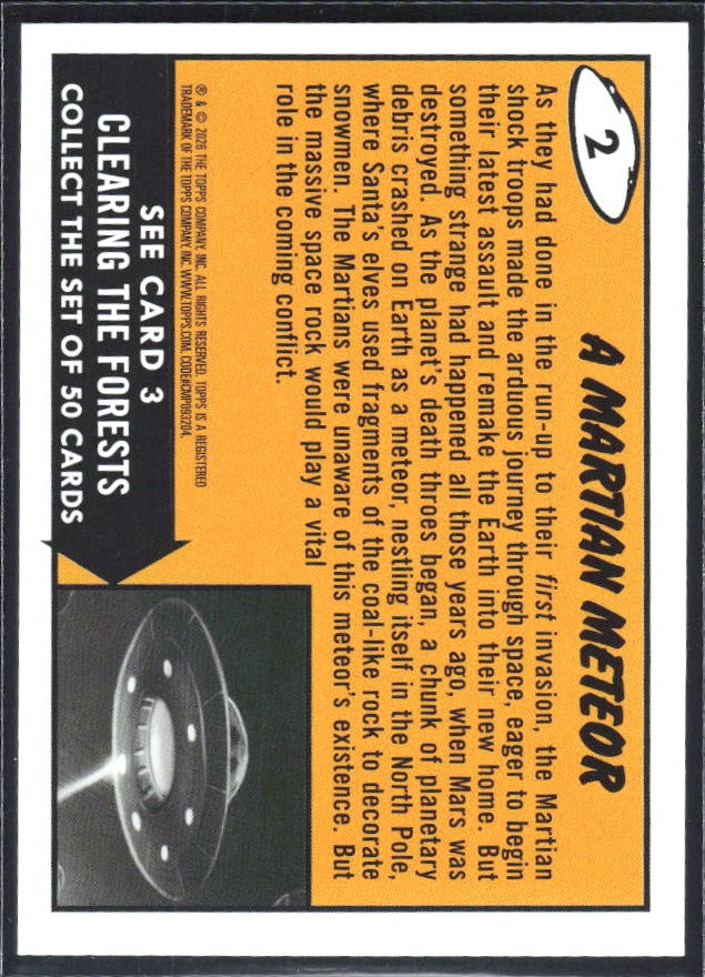 2026 Topps Mars Attacks Christmas A Martian Meteor Base story #2 – baksida