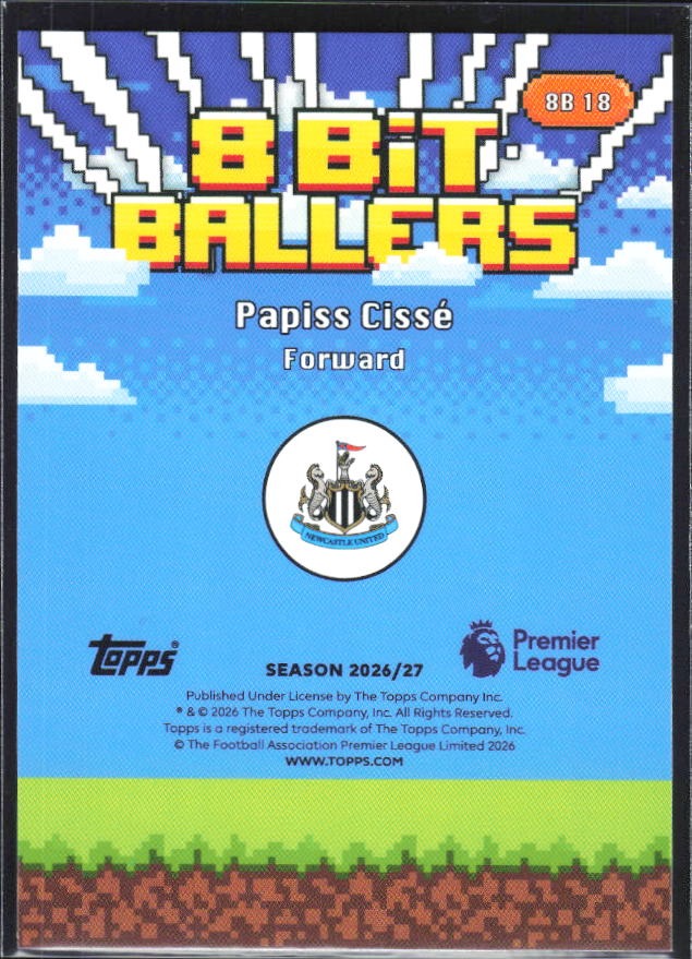 2026-27 Topps Premier League Papiss Cissé 8 Bit Ballers #8B18 – baksida