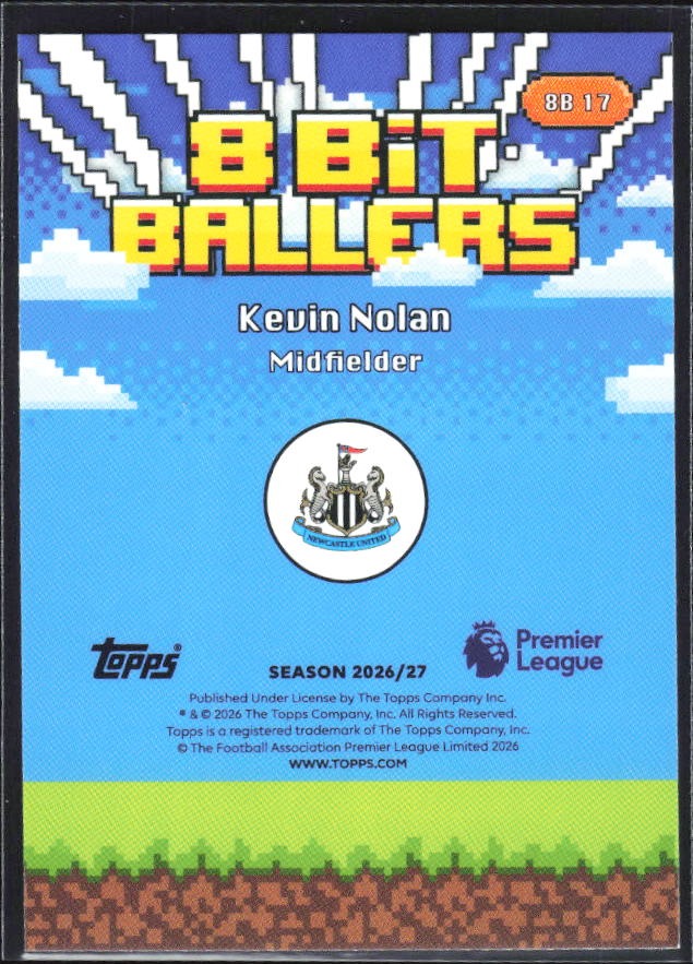 2026-27 Topps Premier League Kevin Nolan 8 Bit Ballers #8B17 – baksida