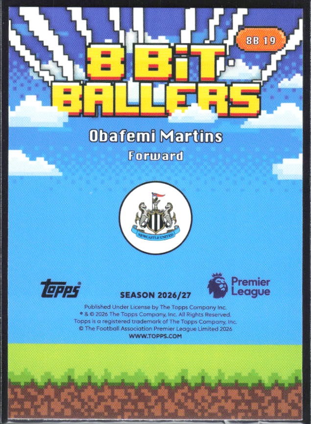 2026-27 Topps Premier League Obafemi Martins 8 Bit Ballers #8B19 – baksida