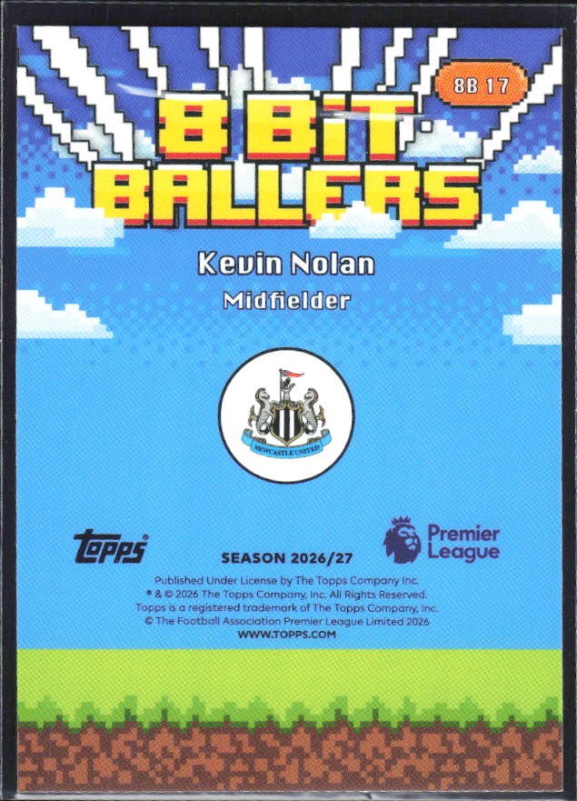 2026-27 Topps Premier League Kevin Nolan 8 Bit Ballers #8B17 – baksida