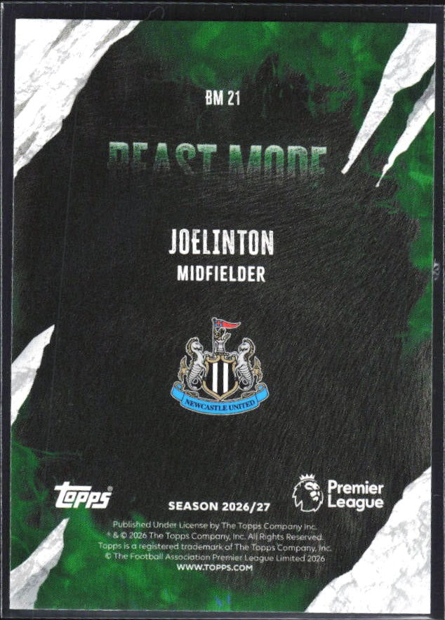 2026-27 Topps Premier League Joelinton Beast Mode #BM21 – baksida