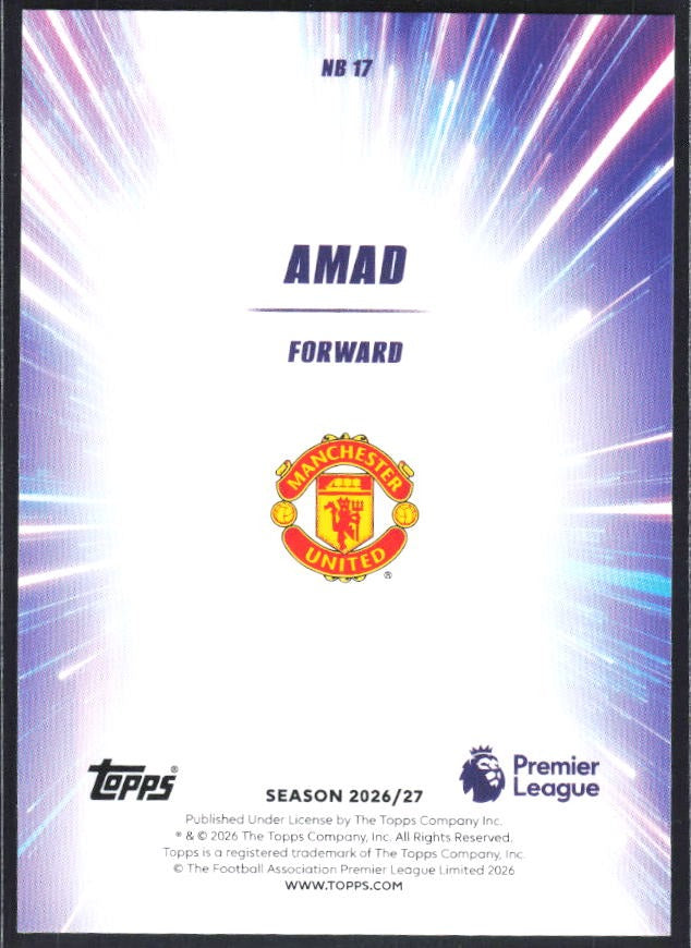 2026-27 Topps Premier League Amad Nitro Boost #NB17 – baksida