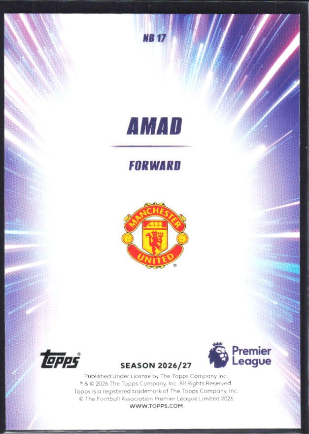 2026-27 Topps Premier League Amad Nitro Boost #NB17 – baksida