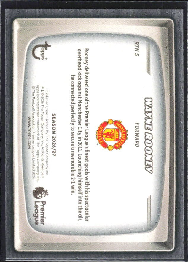 2026-27 Topps Premier League Wayne Rooney Remember the Name #RTN5 – baksida