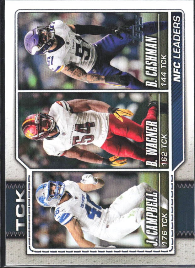 2026 Topps Flagship Football NFC Tackle Leaders (Bobby Wagner / Blake Cashman / Jack Campbell) #289 – framsida