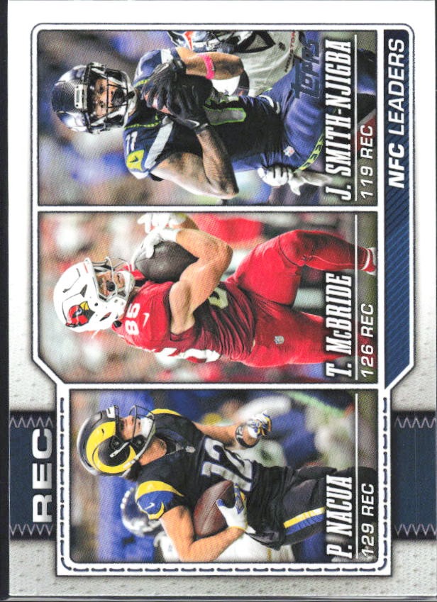 2026 Topps Flagship Football NFC Receiving Leaders (Trey McBride / Puka Nacua / Jaxon Smith-Njigba) #283 – framsida