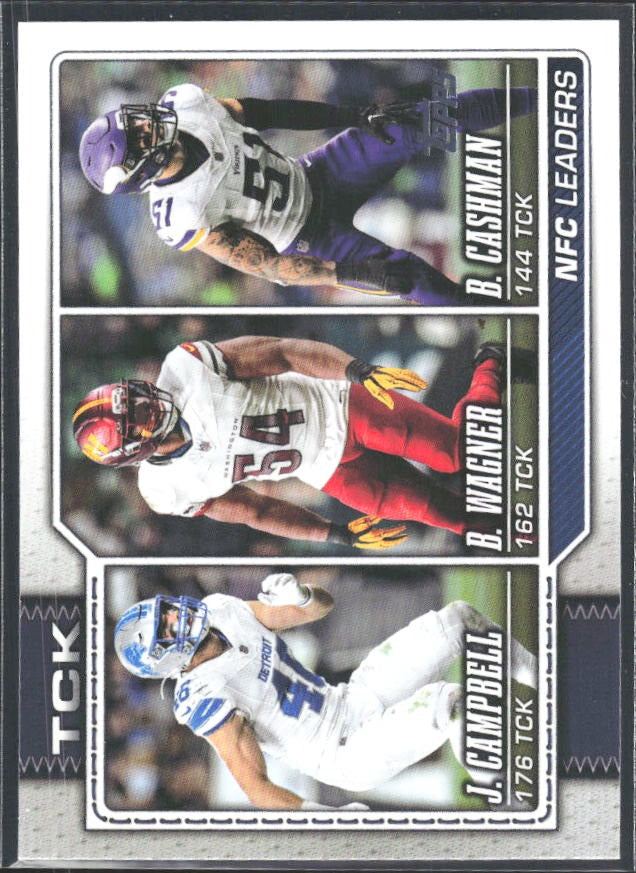 2026 Topps Flagship Football NFC Tackle Leaders (Bobby Wagner / Blake Cashman / Jack Campbell) #289 – framsida
