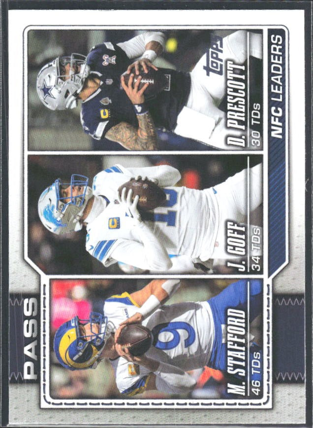2026 Topps Flagship Football NFC Passing Leaders (Matthew Stafford / Dak Prescott / Jared Goff) #281 – framsida