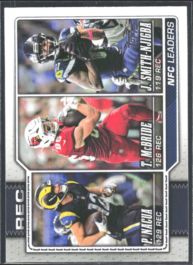 2026 Topps Flagship Football NFC Receiving Leaders (Trey McBride / Puka Nacua / Jaxon Smith-Njigba) #283 – framsida