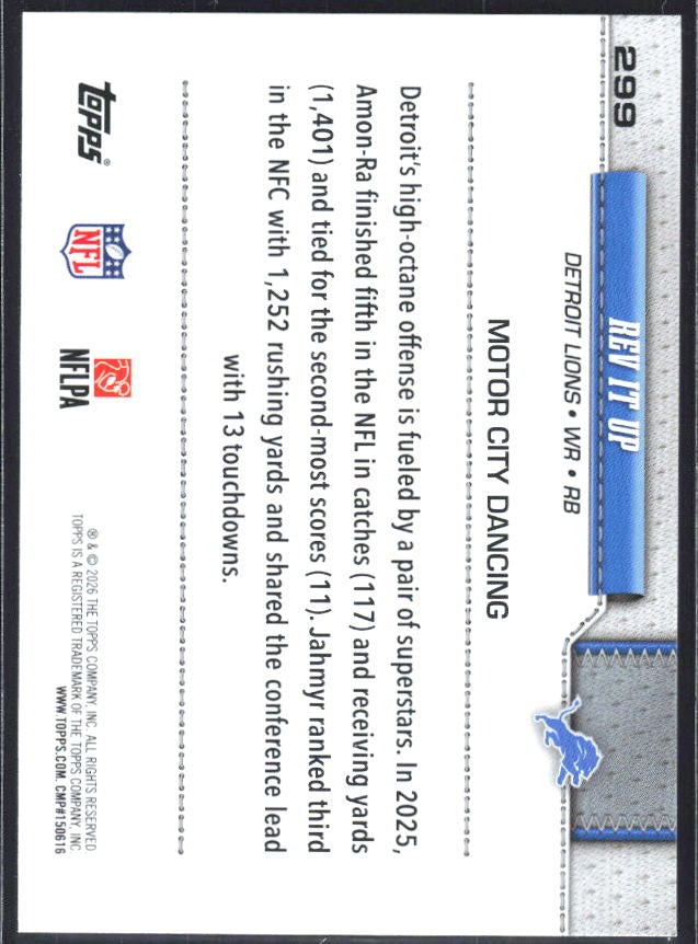 2026 Topps Flagship Football Rev It Up #299 – baksida