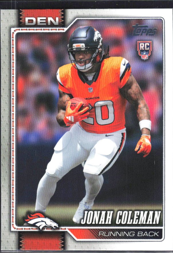2026 Topps Flagship Football Jonah Coleman RC #312 – framsida