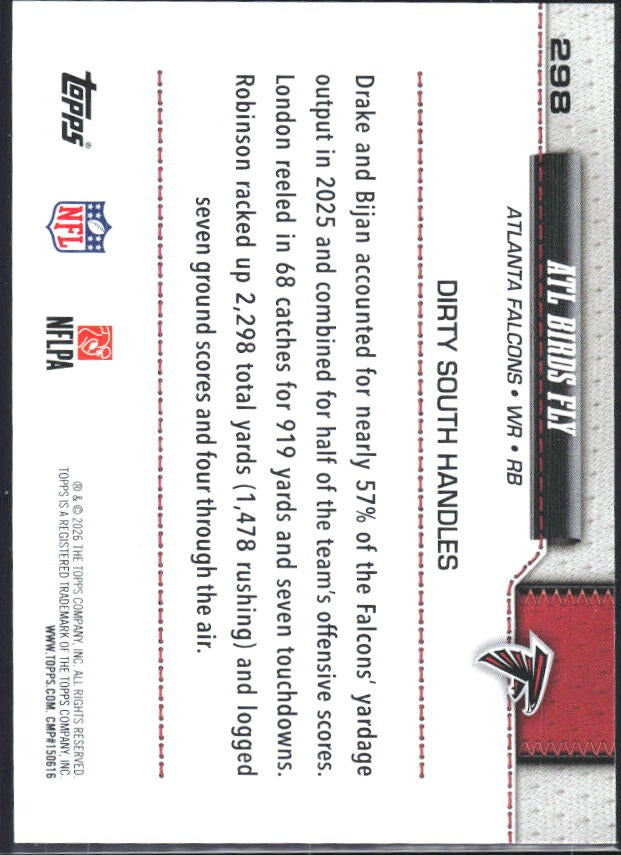 2026 Topps Flagship Football ATL Birds Fly #298 – baksida