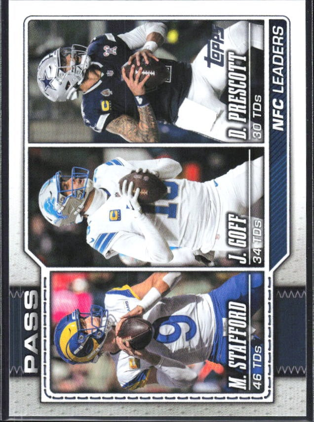 2026 Topps Flagship Football NFC Passing Leaders (Matthew Stafford / Dak Prescott / Jared Goff) #281 – framsida