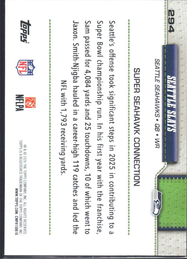2026 Topps Flagship Football Seattle Slays #294 – baksida