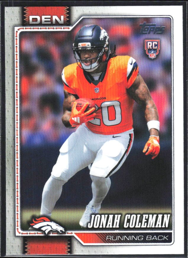 2026 Topps Flagship Football Jonah Coleman RC #312 – framsida