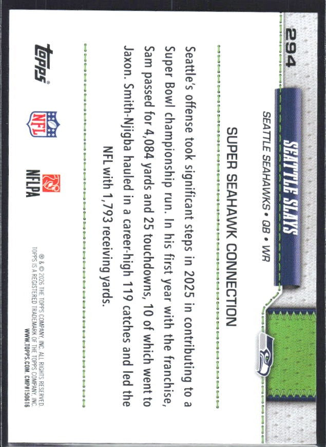 2026 Topps Flagship Football Seattle Slays #294 – baksida