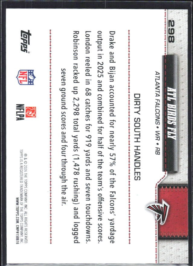 2026 Topps Flagship Football ATL Birds Fly #298 – baksida