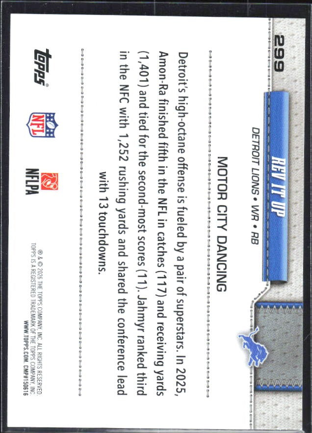 2026 Topps Flagship Football Rev It Up #299 – baksida