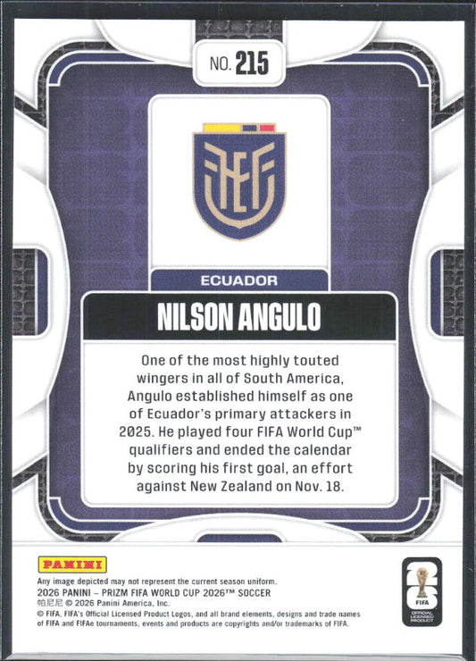 Nilson Angulo 2026 Prizm World Cup Base baksida SKU 10719