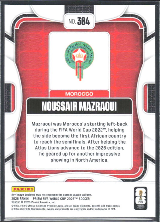 Noussair Mazraoui 2026 Prizm World Cup Base baksida SKU 10728