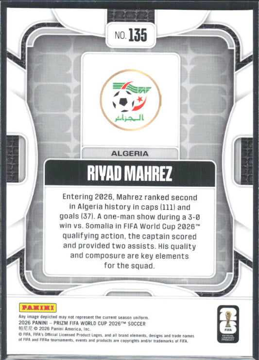 Riyad Mahrez 2026 Prizm World Cup Base baksida SKU 10735