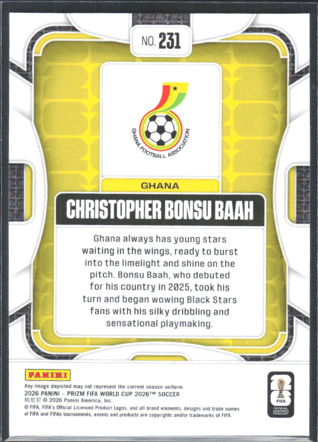 Christopher Bonsu Baah 2026 Prizm World Cup Base baksida SKU 10736