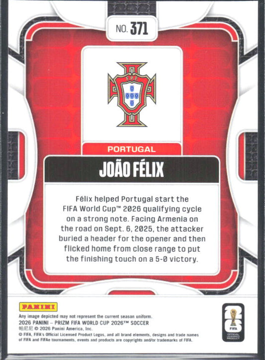 Joao Felix 2026 Prizm World Cup Base baksida SKU 10738