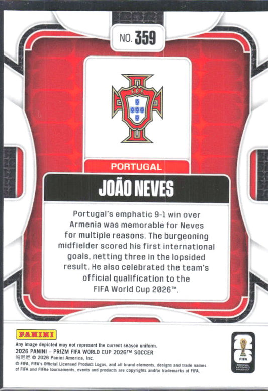 Joao Neves 2026 Prizm World Cup Base baksida SKU 10739