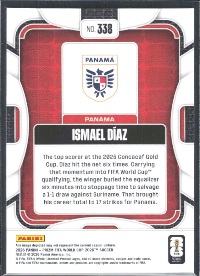 Ismael Díaz 2026 Prizm World Cup Base baksida SKU 10752
