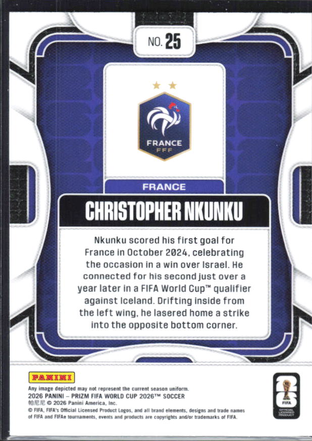 Christopher Nkunku 2026 Prizm World Cup Base baksida SKU 10767