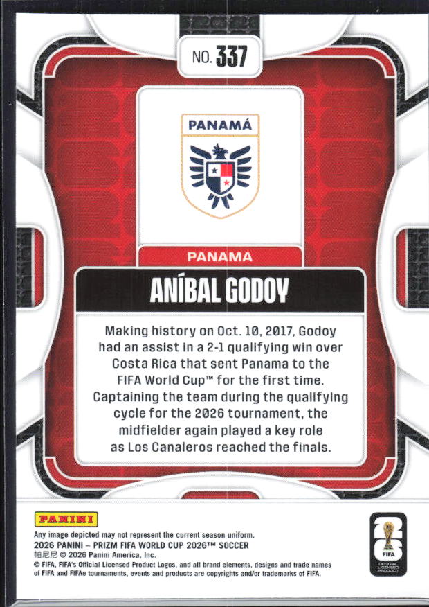 Anibal Godoy 2026 Prizm World Cup Base baksida SKU 10770