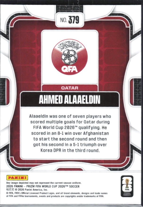 Ahmed Alaaeldin 2026 Prizm World Cup Base baksida SKU 10771