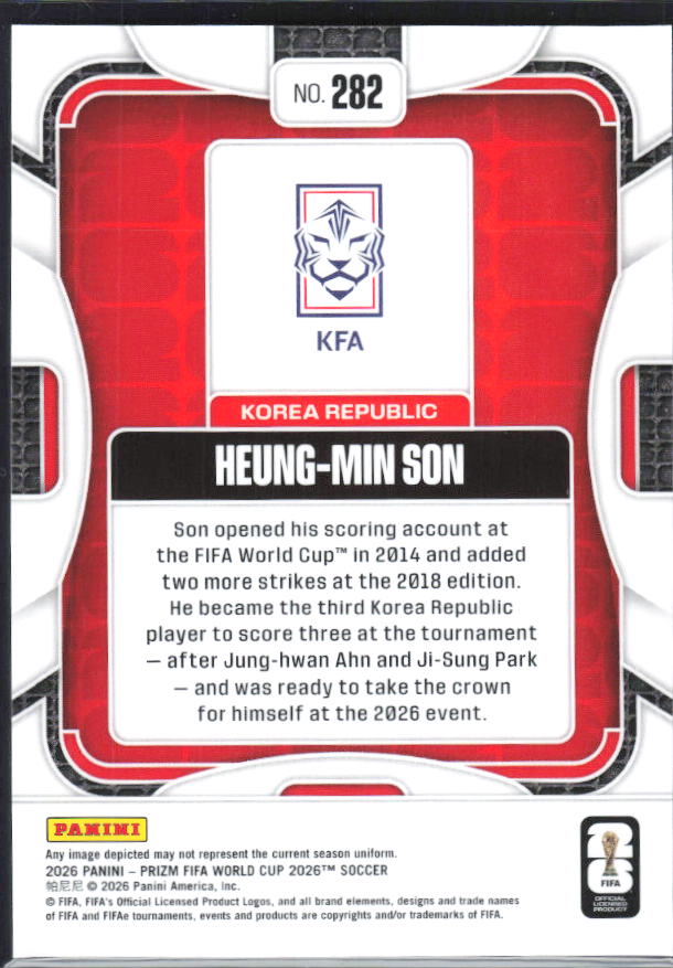 Heung-Min Son 2026 Prizm World Cup Base baksida SKU 10776