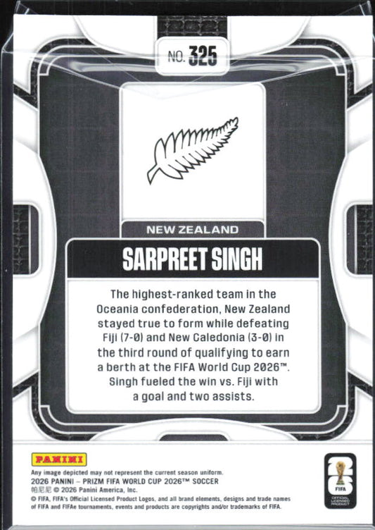 Sarpreet Singh 2026 Prizm World Cup Base baksida SKU 10784