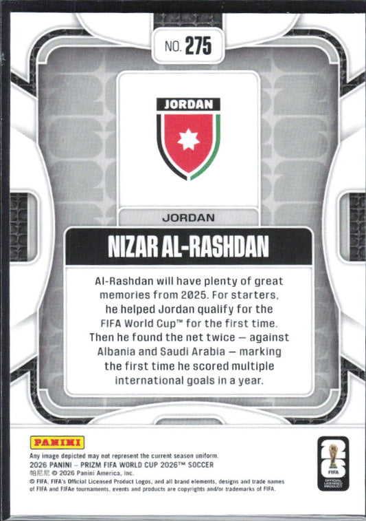 Nizar Al-Rashdan 2026 Prizm World Cup Base baksida SKU 10786