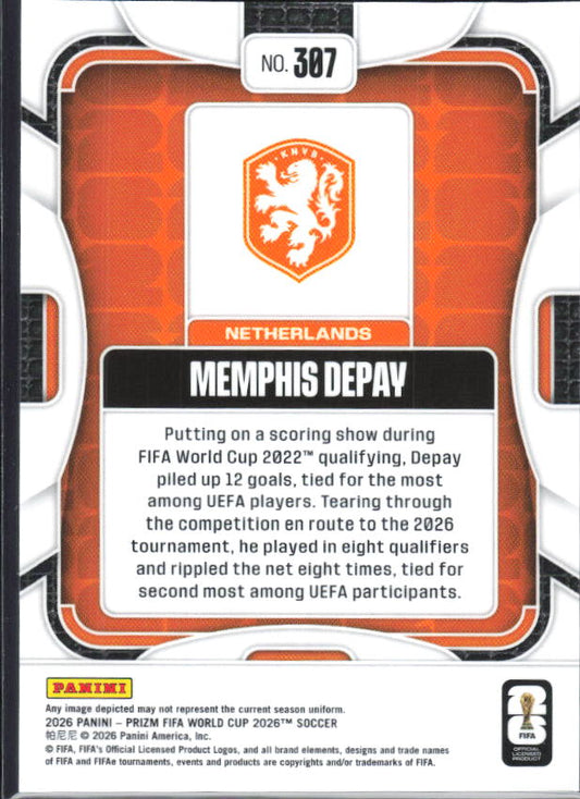 Memphis Depay 2026 Prizm World Cup Base baksida SKU 10788