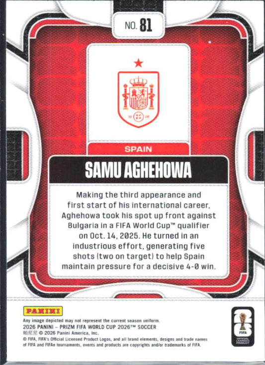 Samu Aghehowa 2026 Prizm World Cup Base baksida SKU 10789